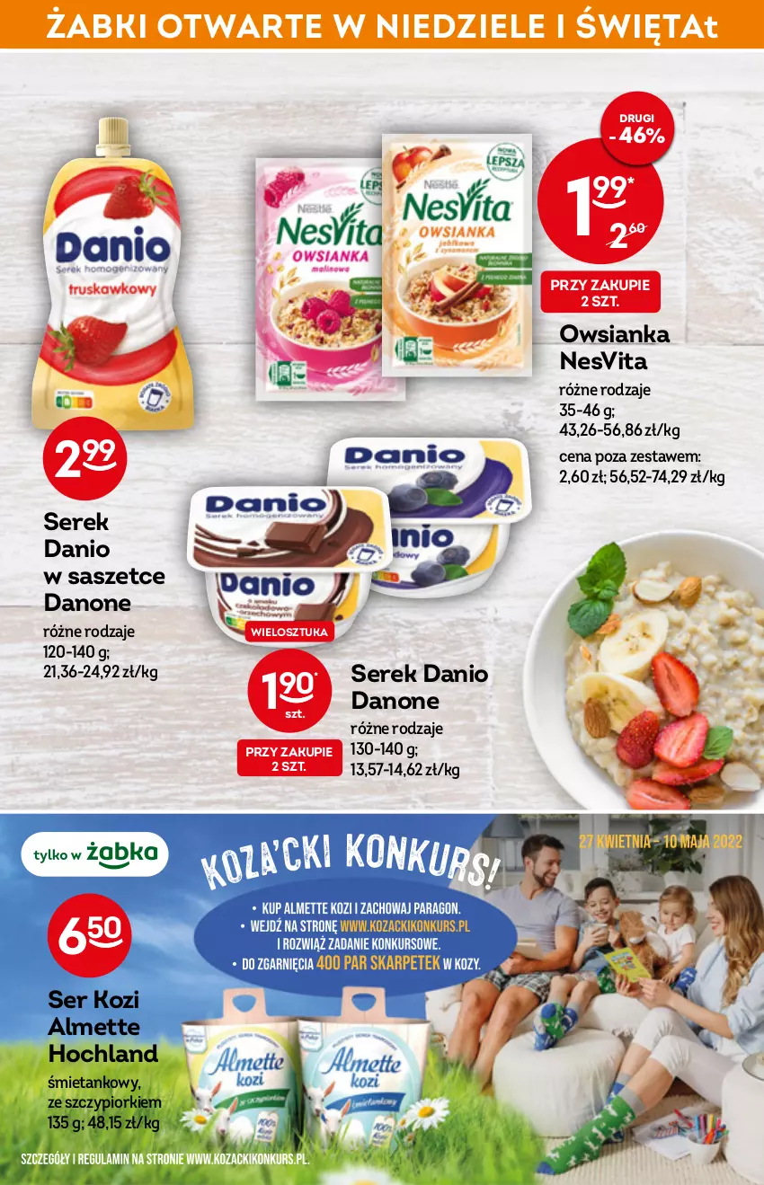 Gazetka promocyjna Żabka - ważna 04.05 do 10.05.2022 - strona 33 - produkty: Almette, Danio, Danone, Hochland, Owsianka, Ser, Ser kozi, Serek