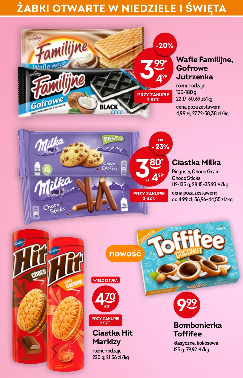 Gazetka promocyjna Żabka - ważna 04.05 do 10.05.2022 - strona 46 - produkty: Ciastka, Fa, Gra, Jutrzenka, Kokos, Milka, Toffifee, Wafle