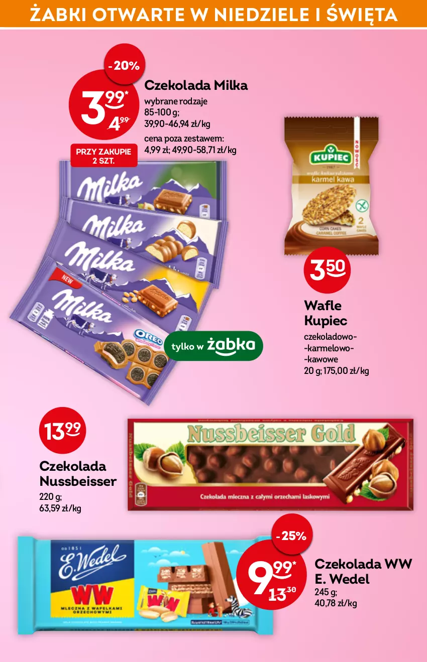 Gazetka promocyjna Żabka - ważna 04.05 do 10.05.2022 - strona 47 - produkty: Czekolada, E. Wedel, Kupiec, Milka, Piec, Ser, Wafle