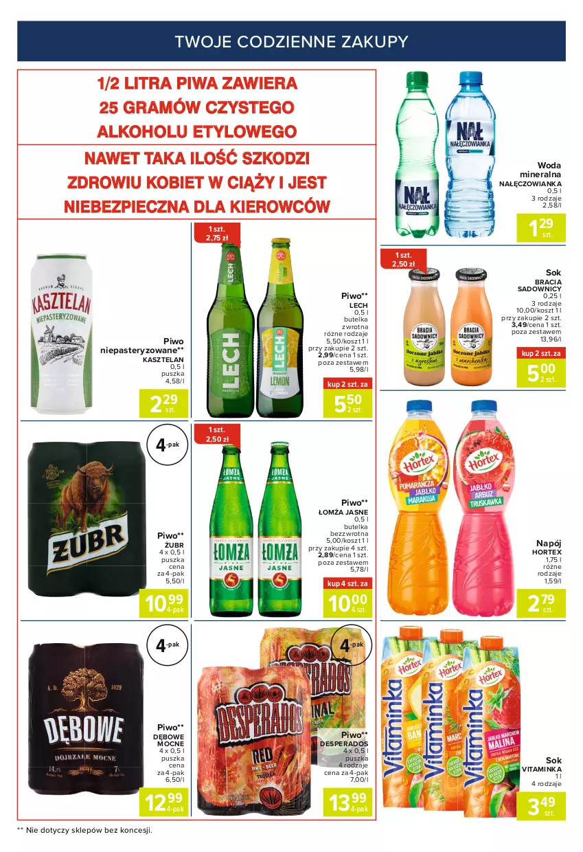 Gazetka promocyjna Carrefour - Gazetka Express - ważna 08.02 do 15.02.2021 - strona 4 - produkty: Desperados, Gra, Hortex, Inka, Kasztelan, Kosz, Nałęczowianka, Napój, Piec, Piwa, Piwo, Sok, Woda, Woda mineralna