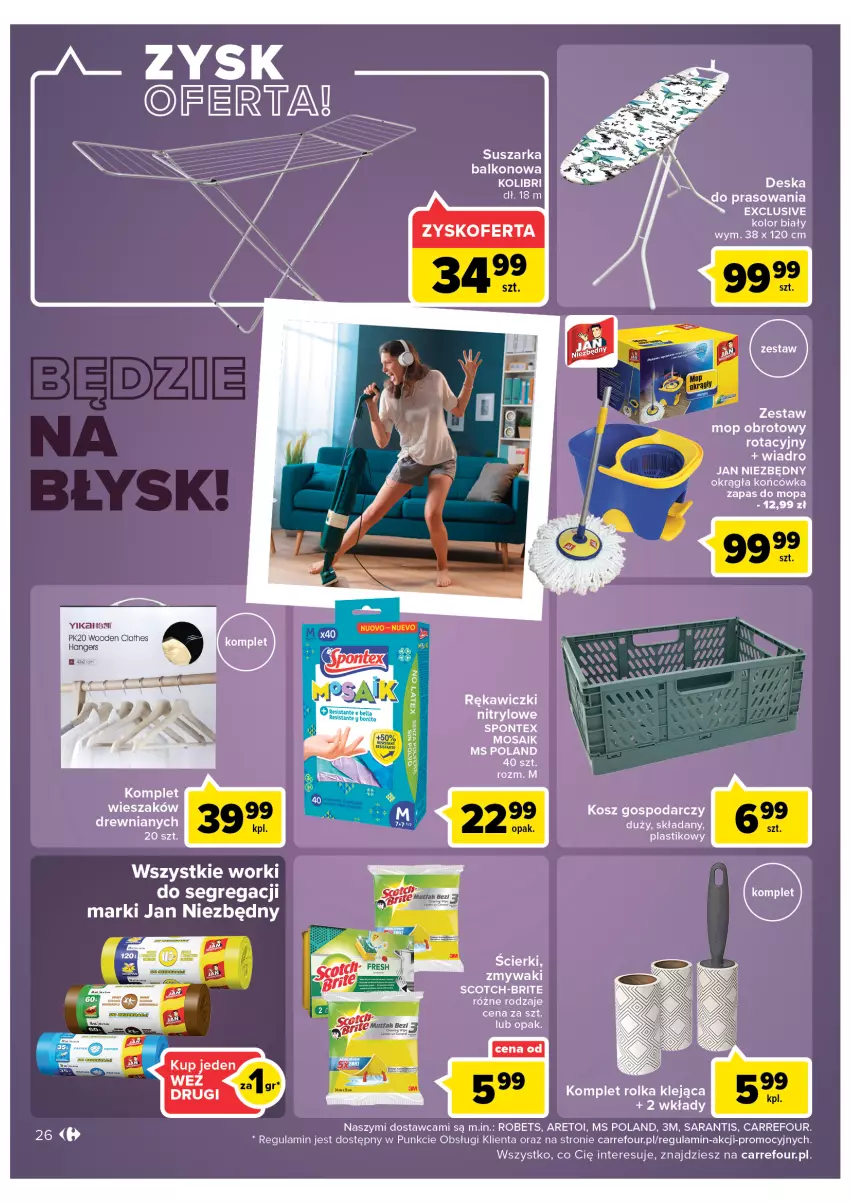 Gazetka promocyjna Carrefour - Gazetka Carrefour Zyskoteka - ważna 15.02 do 21.02.2022 - strona 26 - produkty: Brit, Deska do prasowania, Jan Niezbędny, K2, Klej, Kosz, LG, Mop, Suszarka, Wiadro, Wieszak