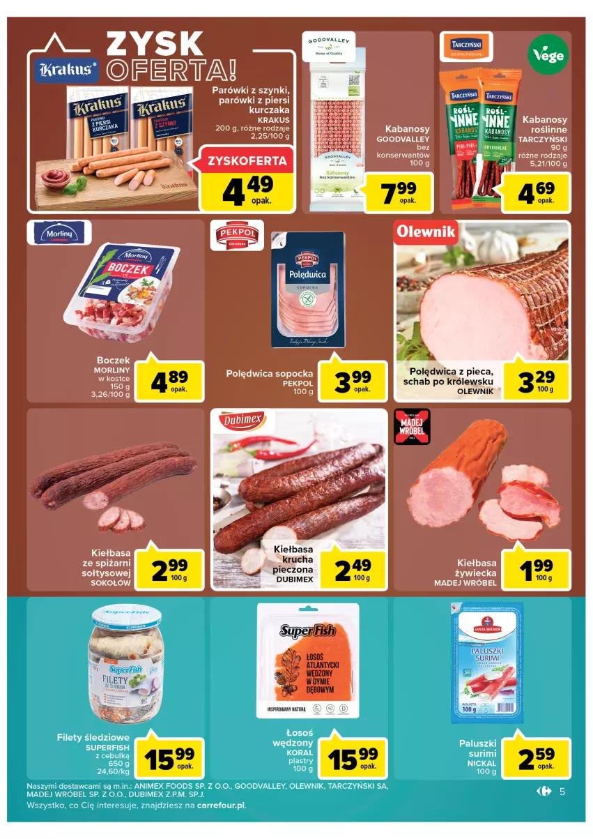 Gazetka promocyjna Carrefour - Gazetka Carrefour Zyskoteka - ważna 15.02 do 21.02.2022 - strona 5 - produkty: Kiełbasa, Madej Wróbel, Olewnik, Piec, Polędwica, Ser, Tarczyński