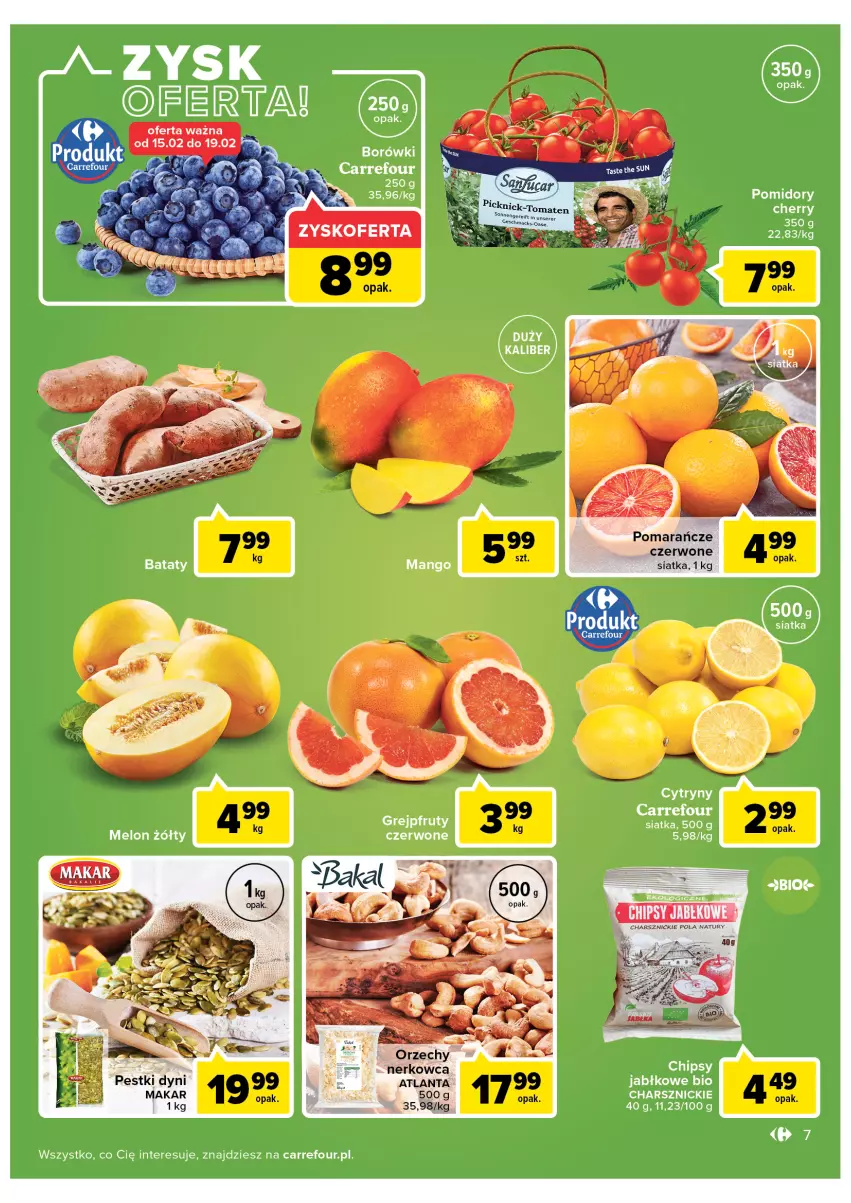 Gazetka promocyjna Carrefour - Gazetka Carrefour Zyskoteka - ważna 15.02 do 21.02.2022 - strona 7 - produkty: Chipsy, Cytryny, Grejpfrut, Pomidory, Siatka