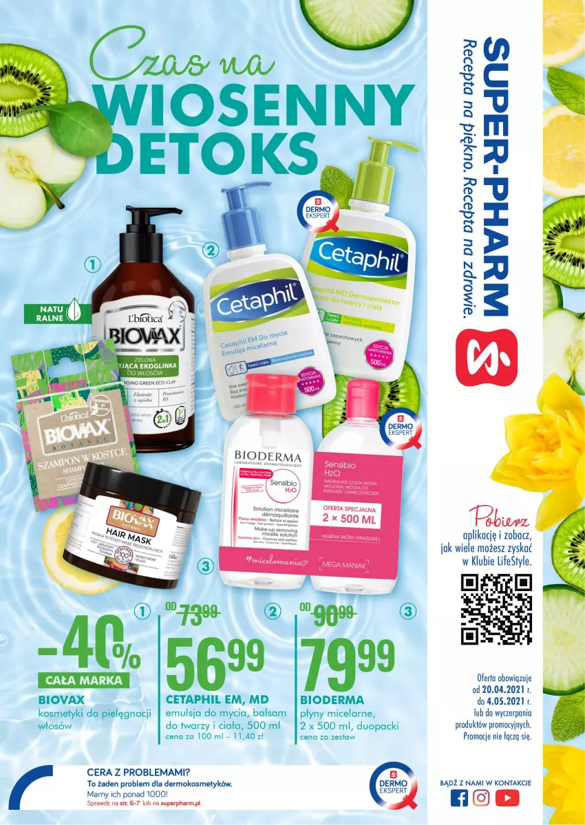 Gazetka promocyjna Super Pharm - Gazetka - ważna 20.04 do 04.05.2021 - strona 1 - produkty: Bioderma, Biovax, Cetaphil, Emulsja, Emulsja do mycia, Inka, Kosmetyki do pielęgnacji, Makijaż