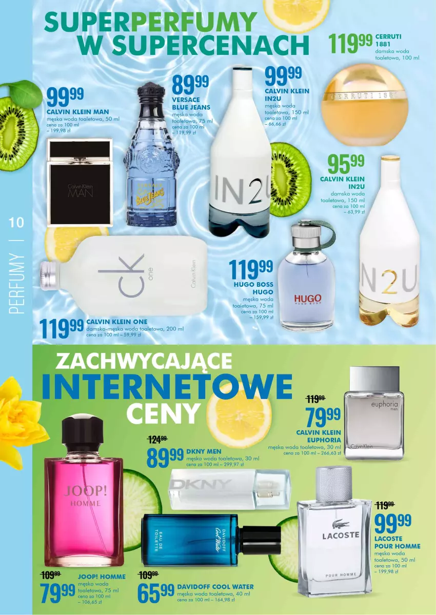 Gazetka promocyjna Super Pharm - Gazetka - ważna 20.04 do 04.05.2021 - strona 10 - produkty: Calvin Klein, Cerruti, Davidoff, DKNY, Fa, Hugo Boss, JOOP!, Lacoste, Perfum, Versace, Woda, Woda toaletowa