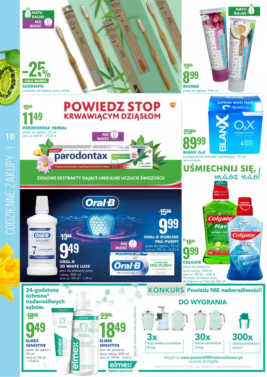 Gazetka promocyjna Super Pharm - Gazetka - ważna 20.04 do 04.05.2021 - strona 16 - produkty: 7 Days, Colgate, Elmex, Fa, Imbir, LG, Mięta, Parodontax, Pasta do zębów, Płyn do płukania, Pur, Top