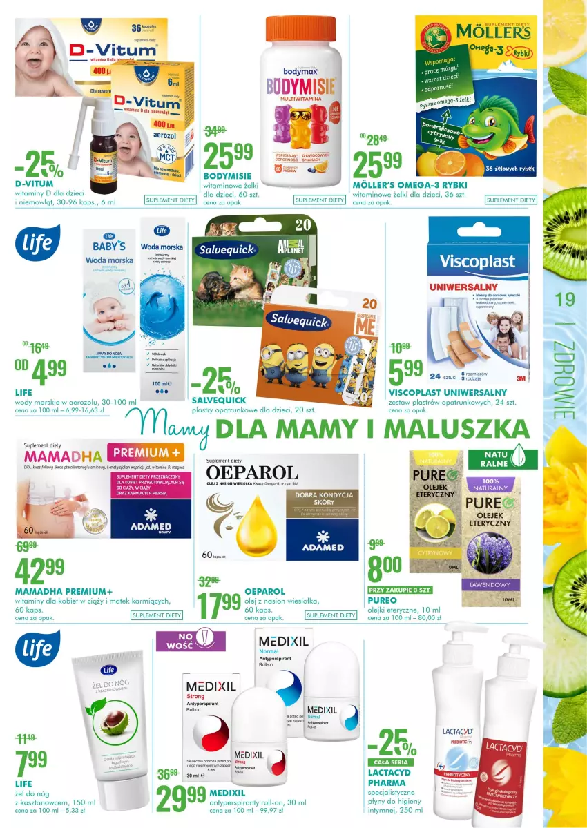 Gazetka promocyjna Super Pharm - Gazetka - ważna 20.04 do 04.05.2021 - strona 19 - produkty: Antyperspirant, Body, D-Vitum, Dzieci, Karmi, Lactacyd, Magnez, Olej, Omega-3, Piast, Plastry opatrunkowe, Por, Pur, Ser, Suplement diety, Viscoplast, Woda