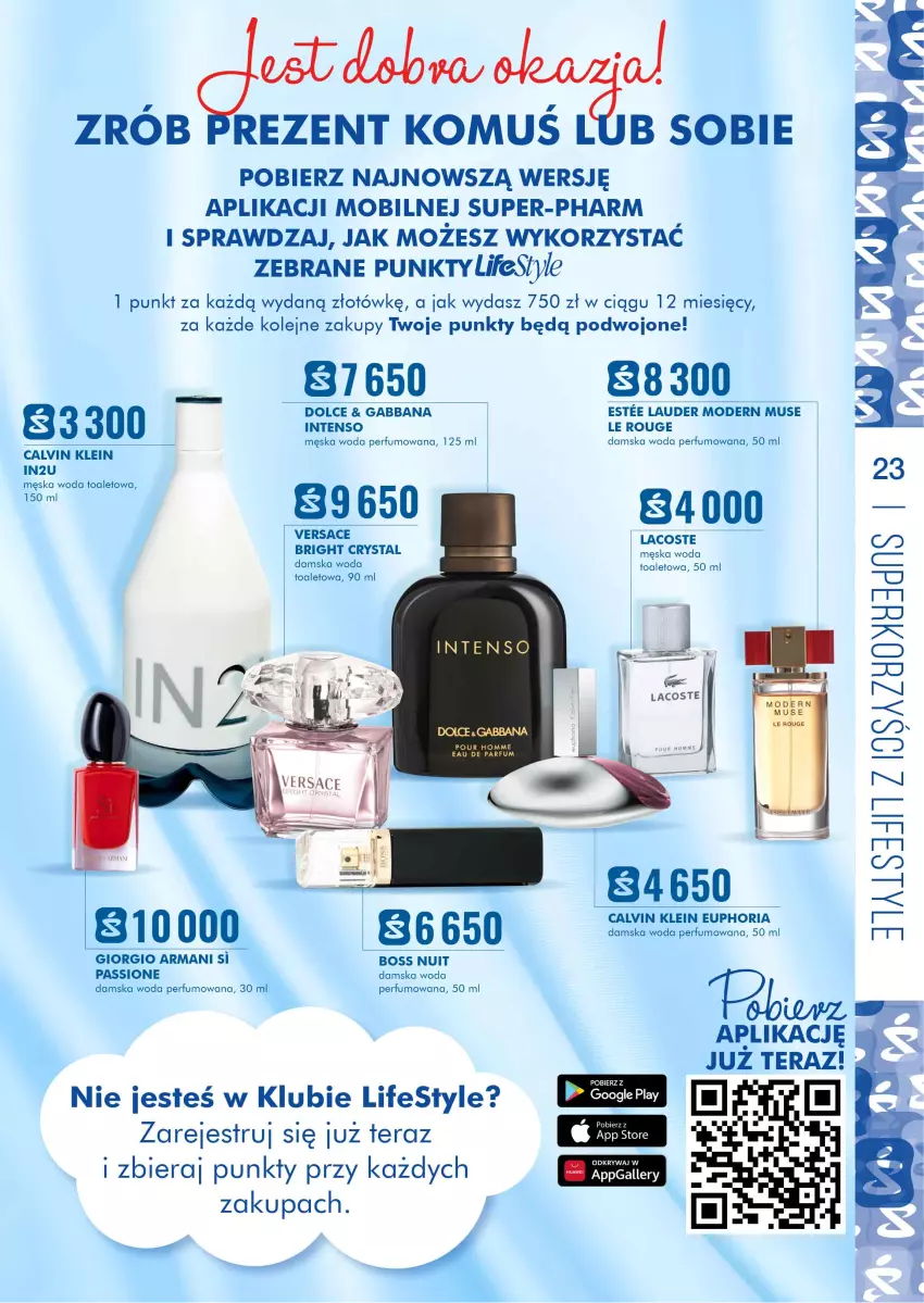 Gazetka promocyjna Super Pharm - Gazetka - ważna 20.04 do 04.05.2021 - strona 23 - produkty: Calvin Klein, Giorgio Armani, Lacoste, Mobil, Mus, Olej, Perfum, Tera, Versace, Woda, Woda perfumowana, Woda toaletowa