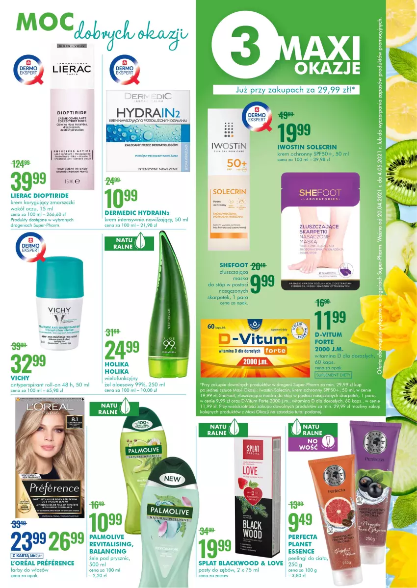 Gazetka promocyjna Super Pharm - Gazetka - ważna 20.04 do 04.05.2021 - strona 3 - produkty: Antyperspirant, Asus, Clin, Clinique, D-Vitum, Dermedic, Fa, Gra, HP, Iwostin, Karp, Krem nawilżający, Lack, Lierac, Mars, Maska, Maska do stóp, Palmolive, Peeling, Perfecta, Por, Skarpetki, Sok, Suplement diety, Tran, Vichy