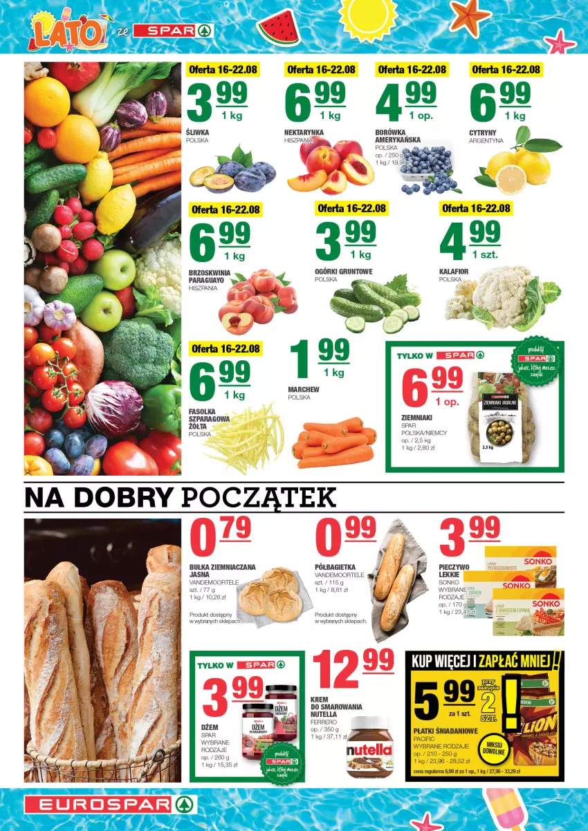 Gazetka promocyjna Spar - EuroSpar - ważna 13.08 do 23.08.2023 - strona 2 - produkty: Bagietka, Bułka, Cif, Cytryny, Danio, Dżem, Fa, Ferrero, Grunt, Kalafior, Nektar, Nektarynka, Nutella, Piec, Pieczywo, Sonko, Ziemniaki