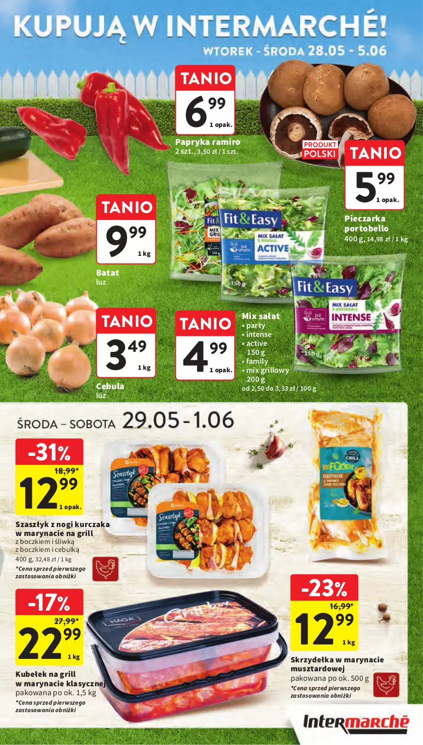 Gazetka promocyjna Intermarche - Gazetka Intermarche - ważna 28.05 do 05.06.2024 - strona 11 - produkty: Bell, Cebula, Fa, Grill, Kurczak, Mus, Papryka, Piec, Pieczarka, Por, Portobello, Sałat