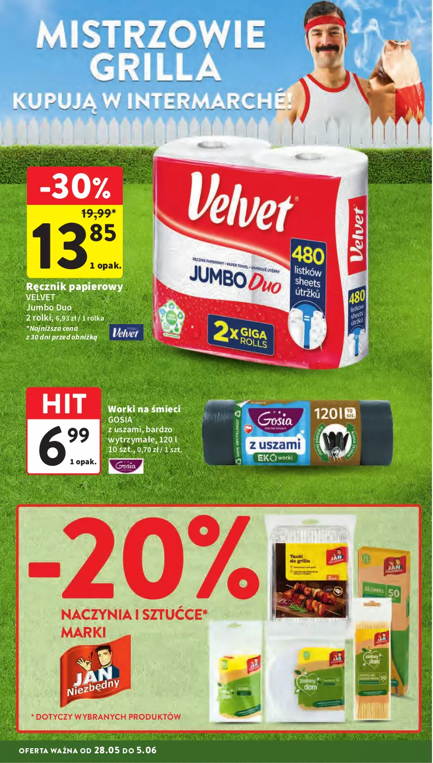 Gazetka promocyjna Intermarche - Gazetka Intermarche - ważna 28.05 do 05.06.2024 - strona 18 - produkty: Papier, Ręcznik, Rolki, Velvet, Worki na śmiec, Worki na śmieci