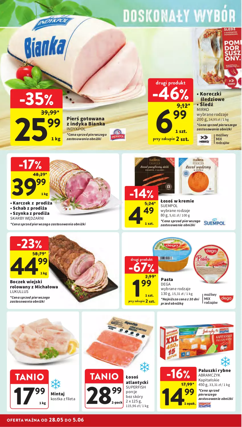 Gazetka promocyjna Intermarche - Gazetka Intermarche - ważna 28.05 do 05.06.2024 - strona 30 - produkty: Bianka, Boczek, Dega, Koreczki śledziowe, Mintaj, Paluszki rybne, Por, Suempol, Szynka