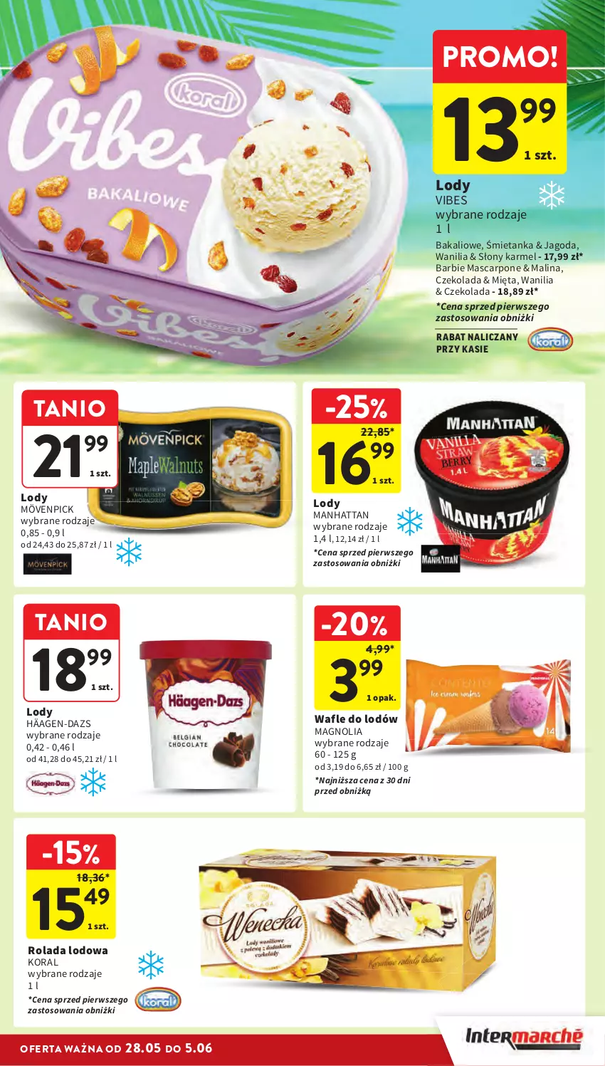 Gazetka promocyjna Intermarche - Gazetka Intermarche - ważna 28.05 do 05.06.2024 - strona 37 - produkty: Barbie, Czekolada, Lody, Mascarpone, Mięta, Rolada, Wafle, Wafle do lodów