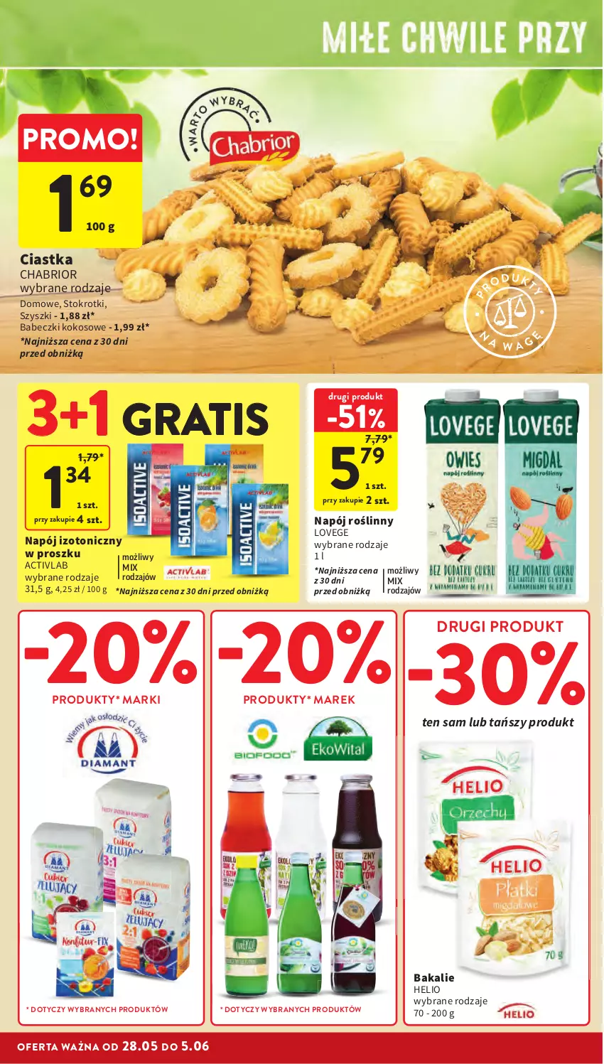 Gazetka promocyjna Intermarche - Gazetka Intermarche - ważna 28.05 do 05.06.2024 - strona 38 - produkty: Babeczki, Chabrior, Ciastka, Gra, Helio, Kokos, Napój, Napój izotoniczny, Napój roślinny