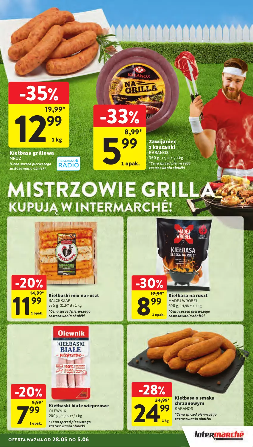 Gazetka promocyjna Intermarche - Gazetka Intermarche - ważna 28.05 do 05.06.2024 - strona 9 - produkty: Chrzan, Grill, Kabanos, Kasza, Kiełbasa, Kiełbaski białe, Madej Wróbel, Olewnik