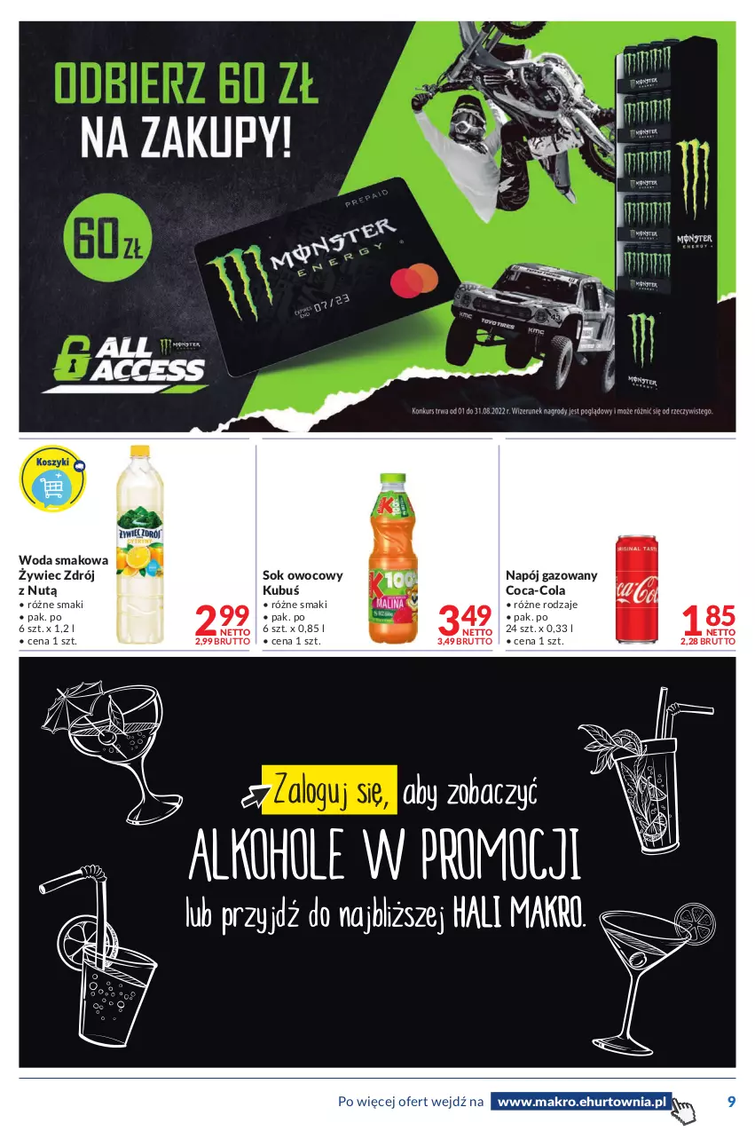 Gazetka promocyjna Makro - [Oferta promocyjna] Dostawy - ważna 09.08 do 22.08.2022 - strona 9 - produkty: Coca-Cola, Kubuś, Napój, Napój gazowany, Sok, Woda