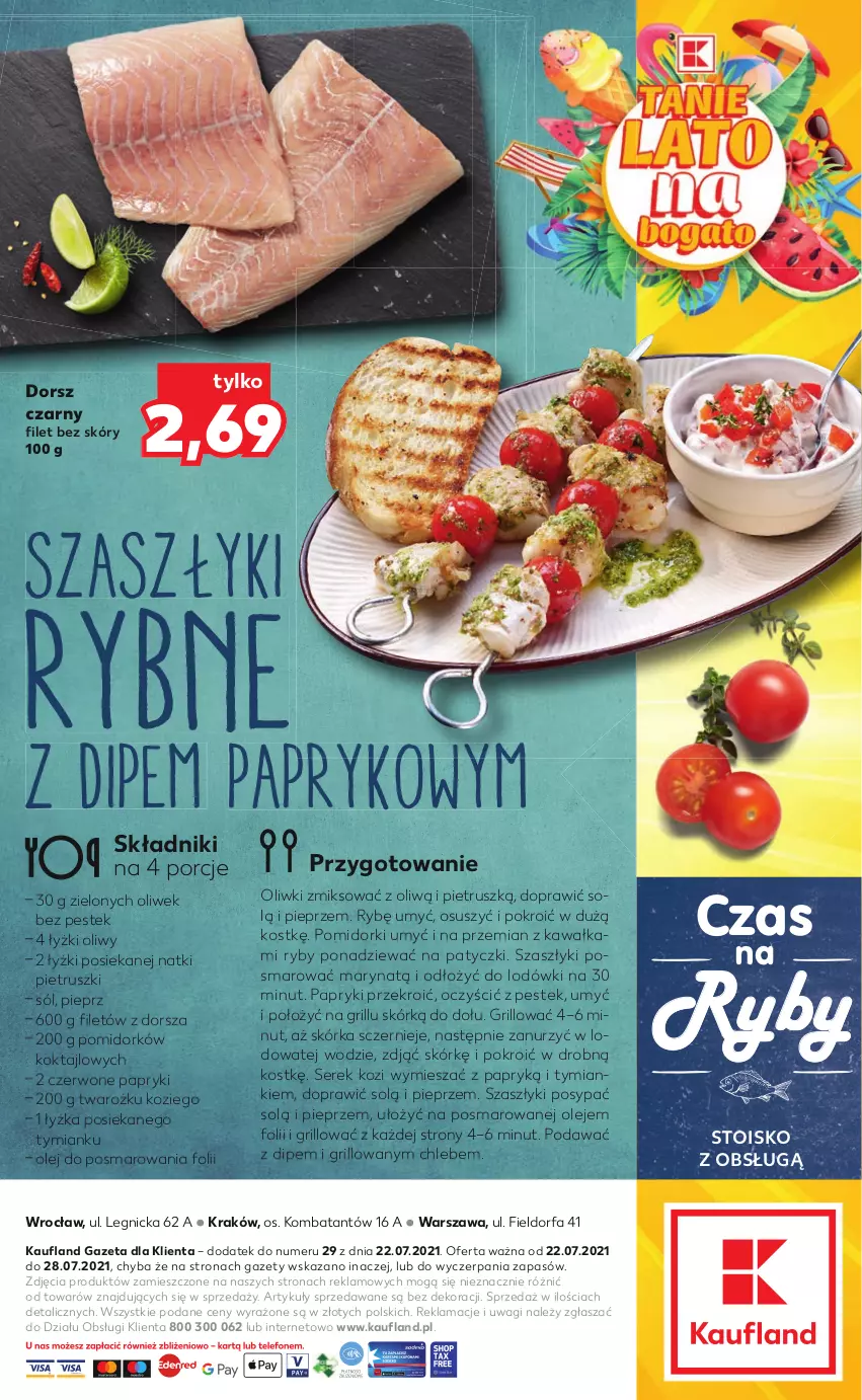 Gazetka promocyjna Kaufland - RYBY - ważna 22.07 do 28.07.2021 - strona 2 - produkty: Chleb, Dorsz, Fa, Grill, Kawa, Olej, Oliwki, Pieprz, Pomidorki, Por, Ser, Serek, Sól, Stek, Wagi