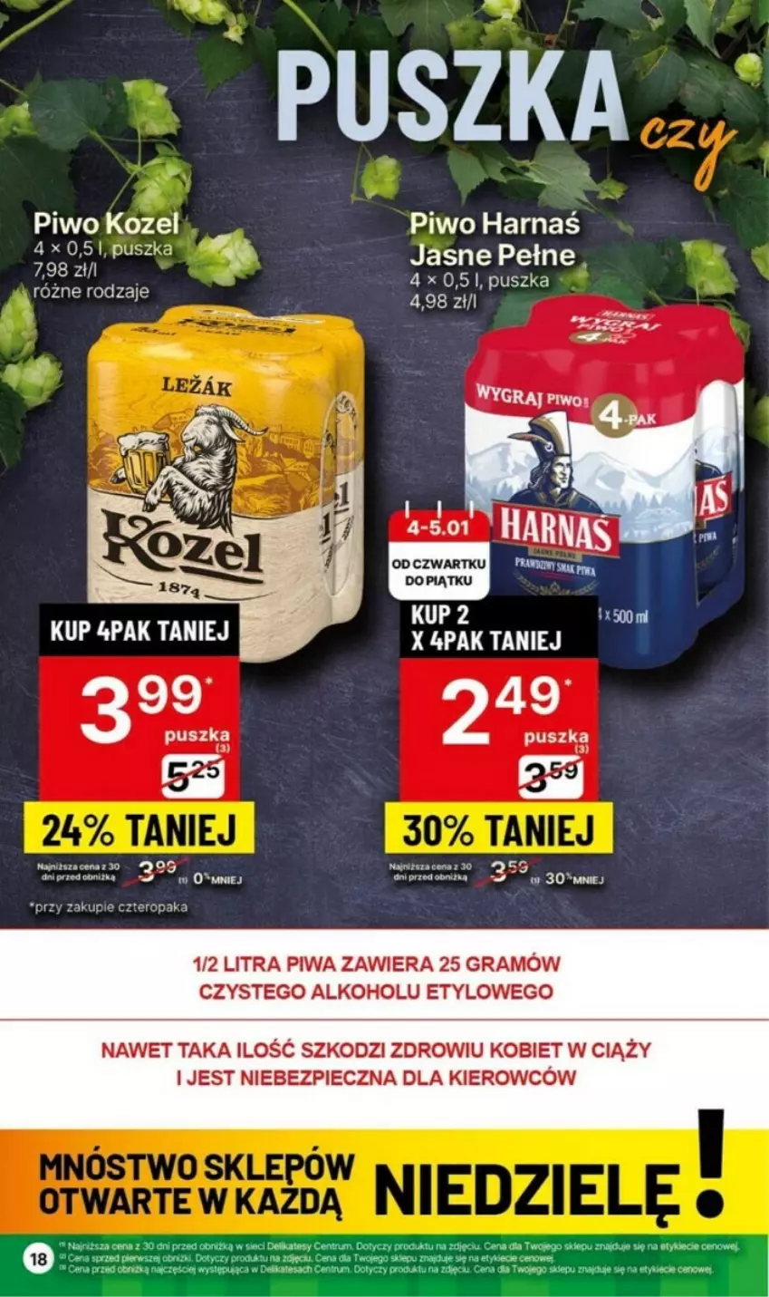 Gazetka promocyjna Delikatesy Centrum - ważna 04.01 do 10.01.2024 - strona 10 - produkty: Gra, Harnaś, Kozel, Piec, Piwa, Piwo