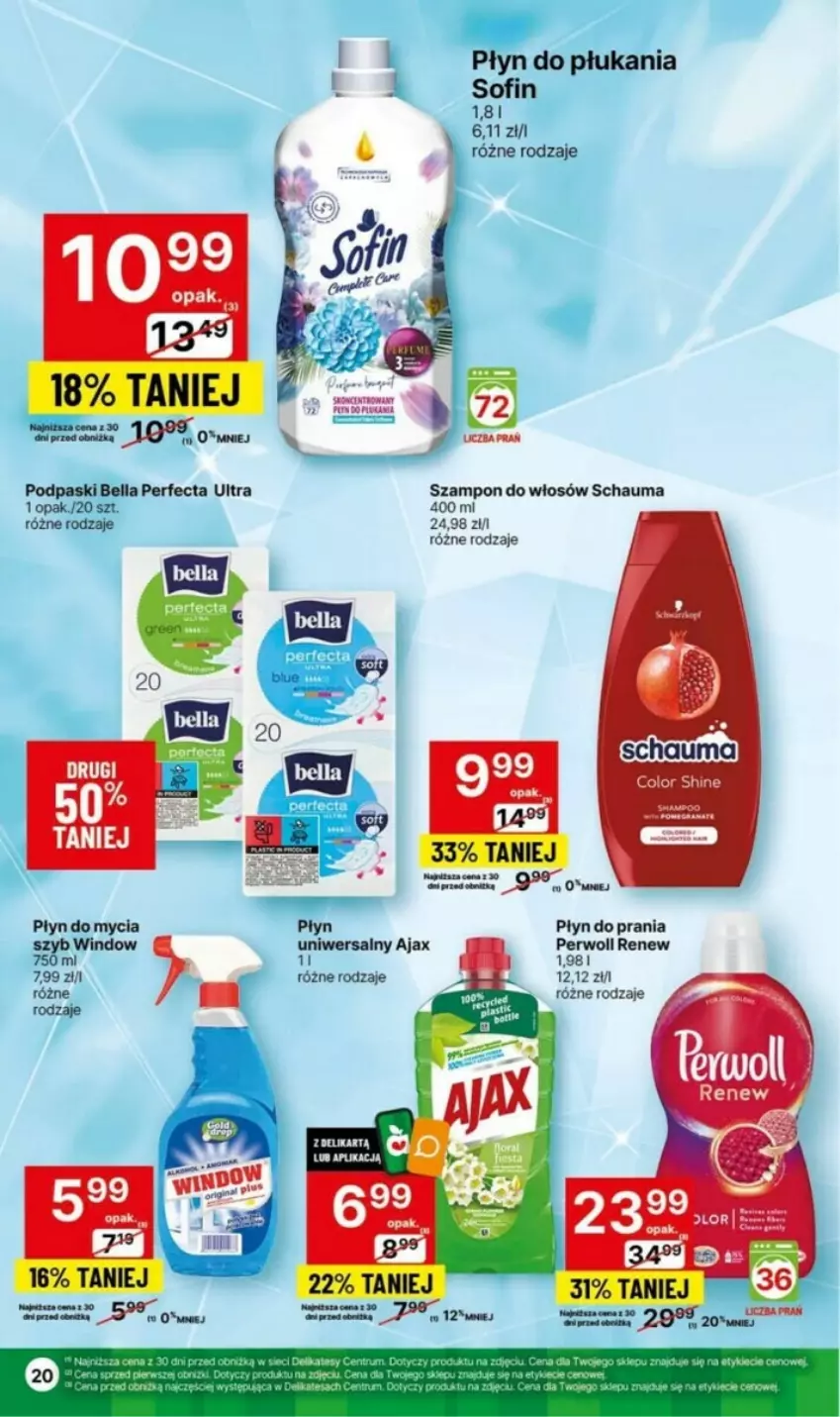 Gazetka promocyjna Delikatesy Centrum - ważna 04.01 do 10.01.2024 - strona 13 - produkty: Ajax, Bell, Bella, Perfecta, Perwoll, Płyn do mycia, Płyn do prania, Schauma, Szampon