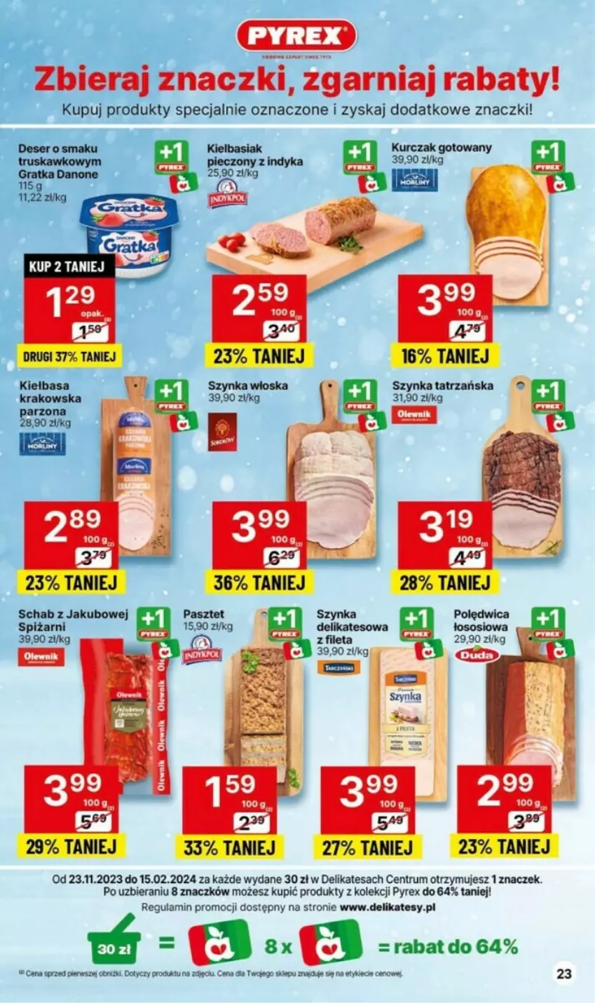 Gazetka promocyjna Delikatesy Centrum - ważna 04.01 do 10.01.2024 - strona 16 - produkty: Basia, Danone, Deser, Gra, Kiełbasa, Kurczak, Kurczak gotowany, Pasztet, Piec, Polędwica, Rum, Ser, Sos, Szynka