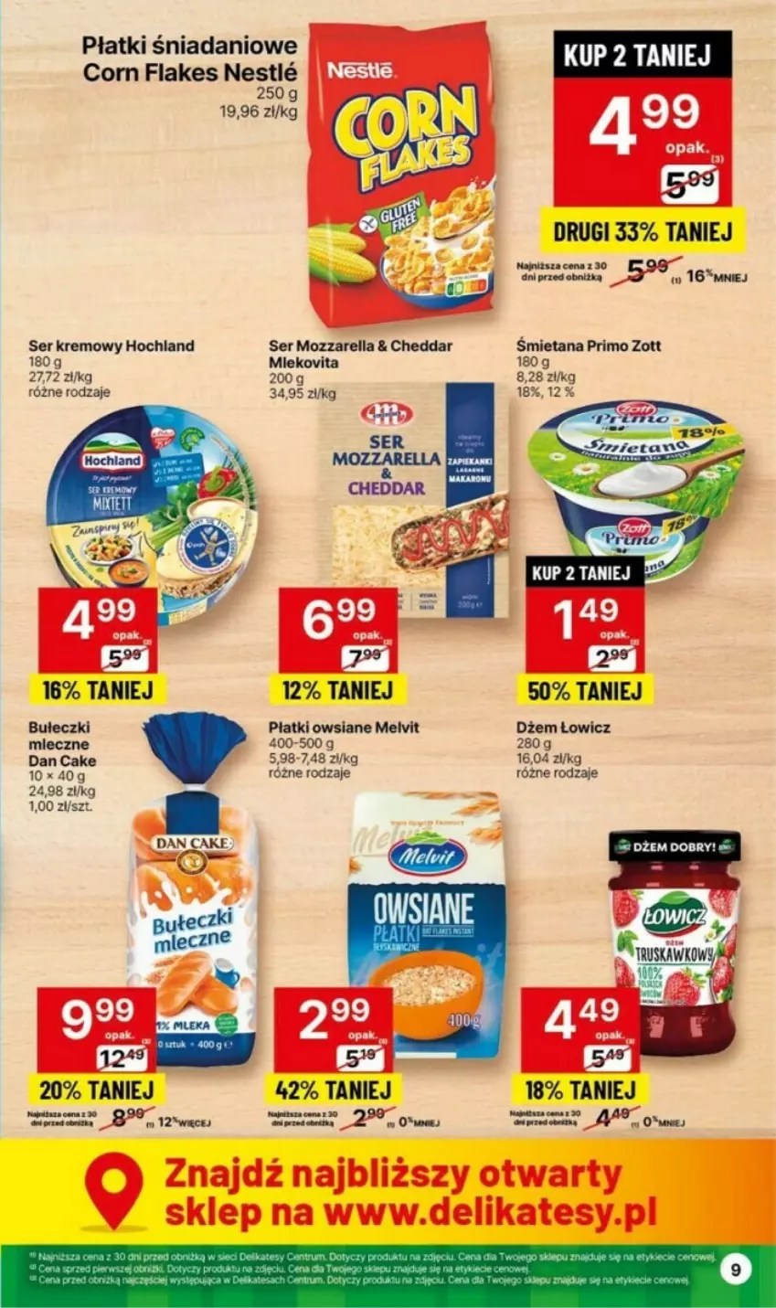 Gazetka promocyjna Delikatesy Centrum - ważna 04.01 do 10.01.2024 - strona 24 - produkty: Bułeczki, Cheddar, Corn flakes, Dan Cake, Danio, Dżem, Hochland, JBL, Melvit, Mozzarella, Płatki owsiane, Ser, Zott