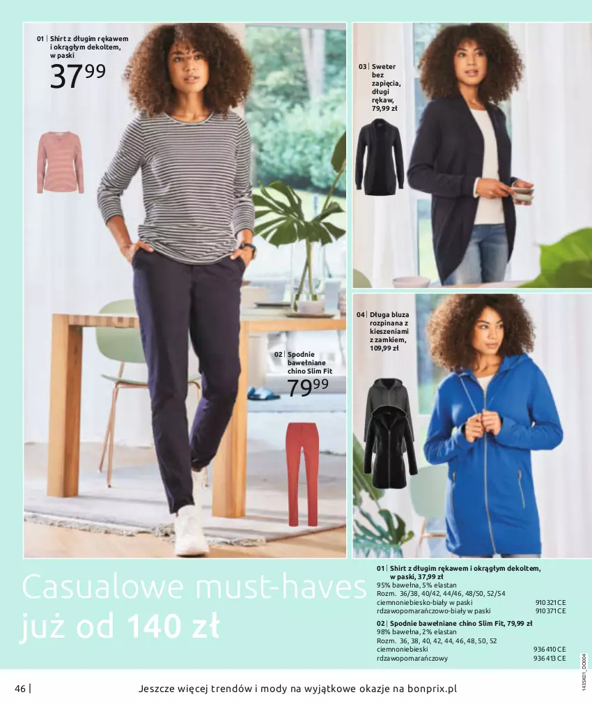 Gazetka promocyjna Bonprix - Moda dla Mnie - ważna 01.01 do 18.07.2021 - strona 48 - produkty: Bluza, Mus, Spodnie, Sweter, Wełna