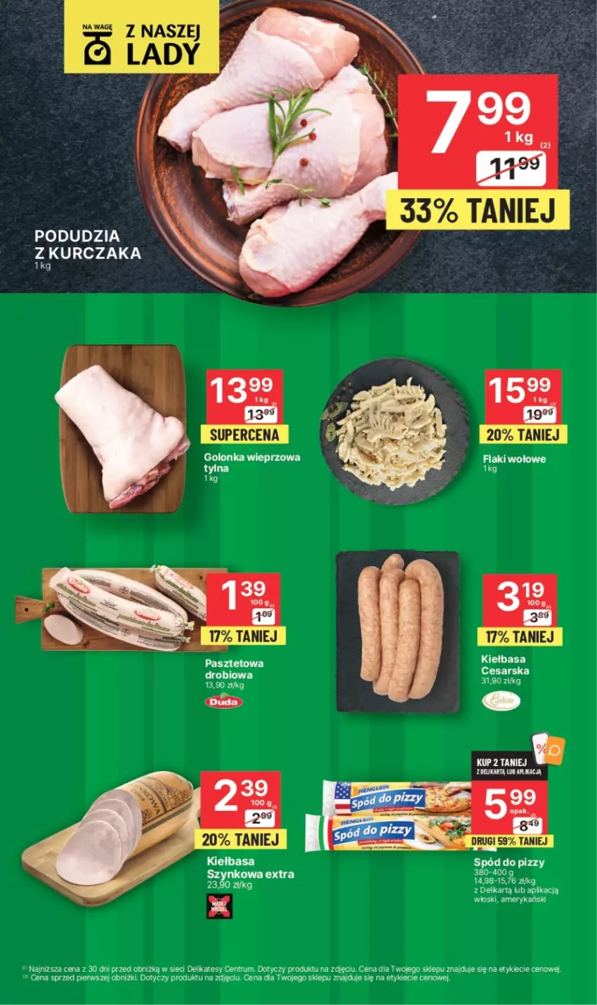 Gazetka promocyjna Delikatesy Centrum - Gazetka DC42 pon-sr - ważna 30.10 do 01.11.2023 - strona 4 - produkty: Flaki, Flaki wołowe, Golonka wieprzowa, Kiełbasa, Kurczak, Pasztet, Rum, Spód do pizzy