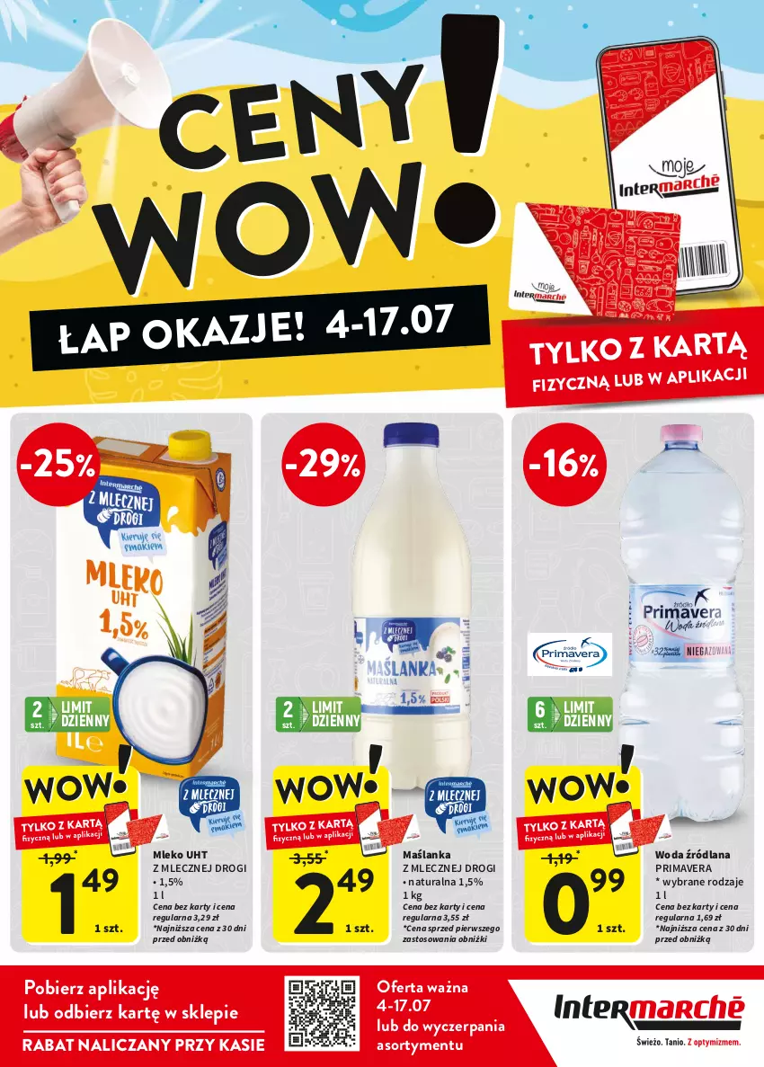 Gazetka promocyjna Intermarche - Gazetka Intermarche - ważna 04.07 do 17.07.2024 - strona 1 - produkty: LANA, Maślanka, Mleko, Prima, Primavera, Woda