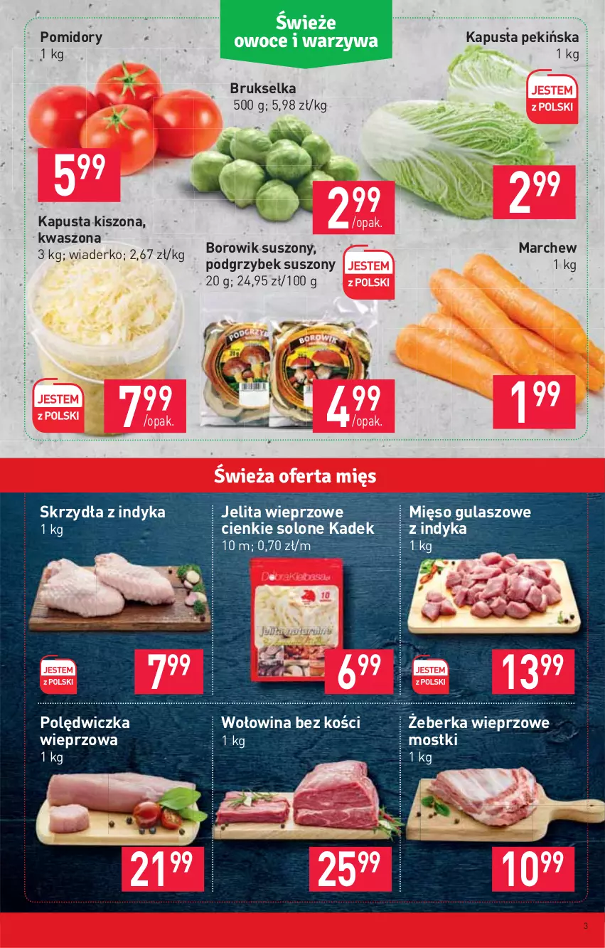 Gazetka promocyjna Stokrotka - Market - ważna 09.12 do 15.12.2021 - strona 3 - produkty: Brukselka, Mięso, Polędwiczka wieprzowa, Pomidory, Wołowina, Wołowina bez kości