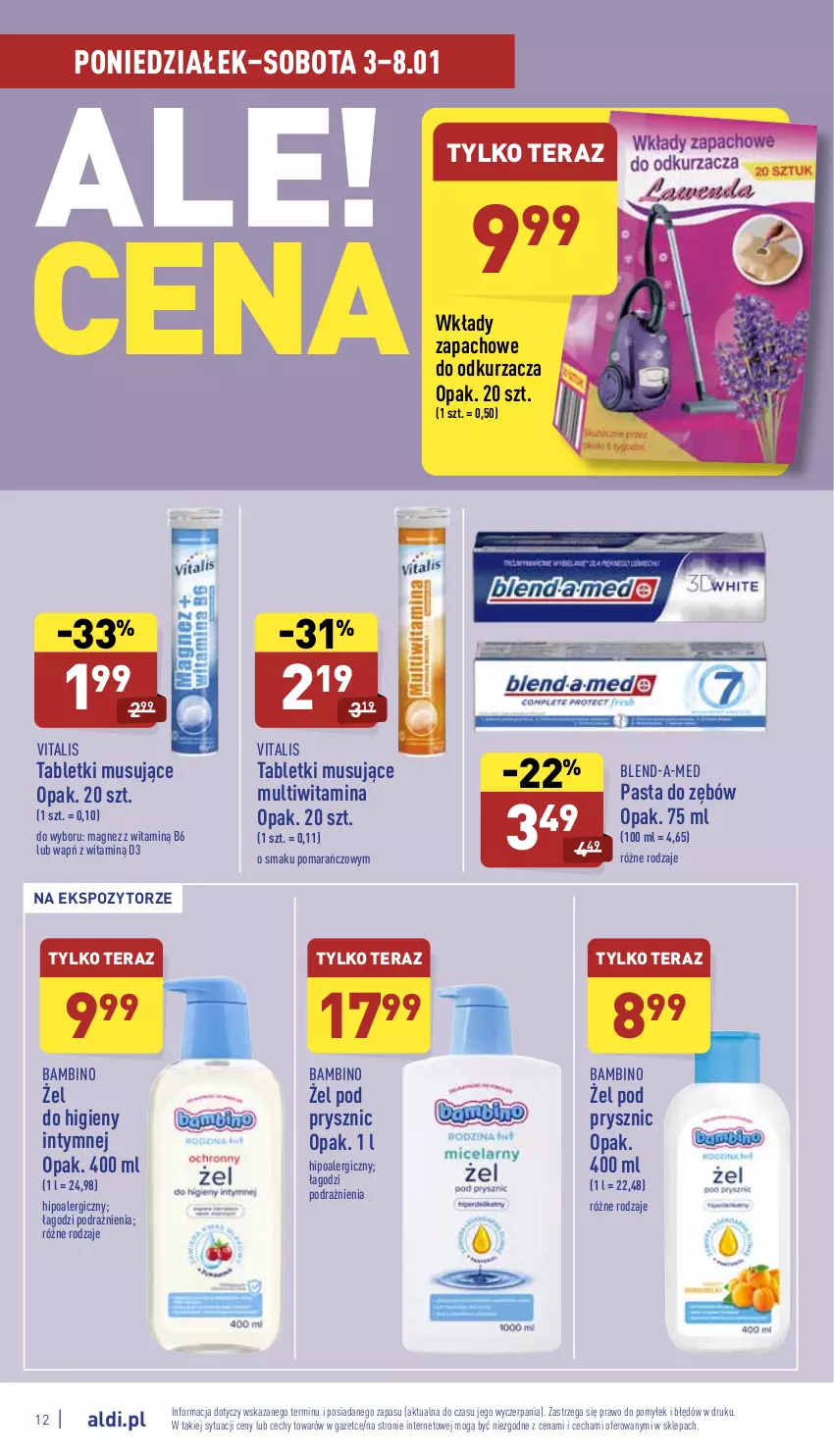 Gazetka promocyjna Aldi - Pełny katalog - ważna 03.01 do 08.01.2022 - strona 12 - produkty: Blend-a-Med, Magnez, Mus, Odkurzacz, Pasta do zębów, Tablet, Tabletki musujące, Tera