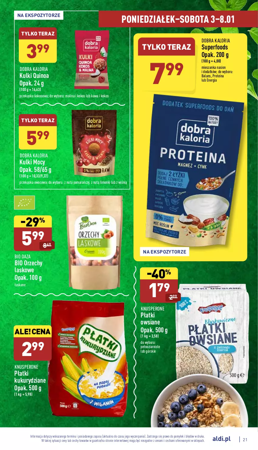 Gazetka promocyjna Aldi - Pełny katalog - ważna 03.01 do 08.01.2022 - strona 21 - produkty: Kawa, Kokos, Płatki owsiane, Quinoa, Tera