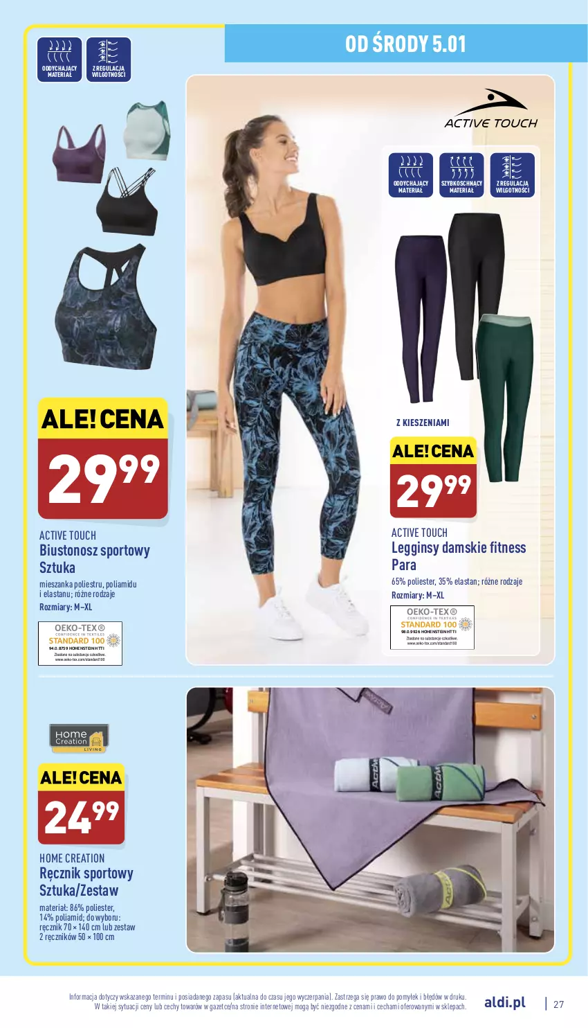 Gazetka promocyjna Aldi - Pełny katalog - ważna 03.01 do 08.01.2022 - strona 27 - produkty: Biustonosz, Gin, Legginsy, LG, Por, Ręcznik, Sport