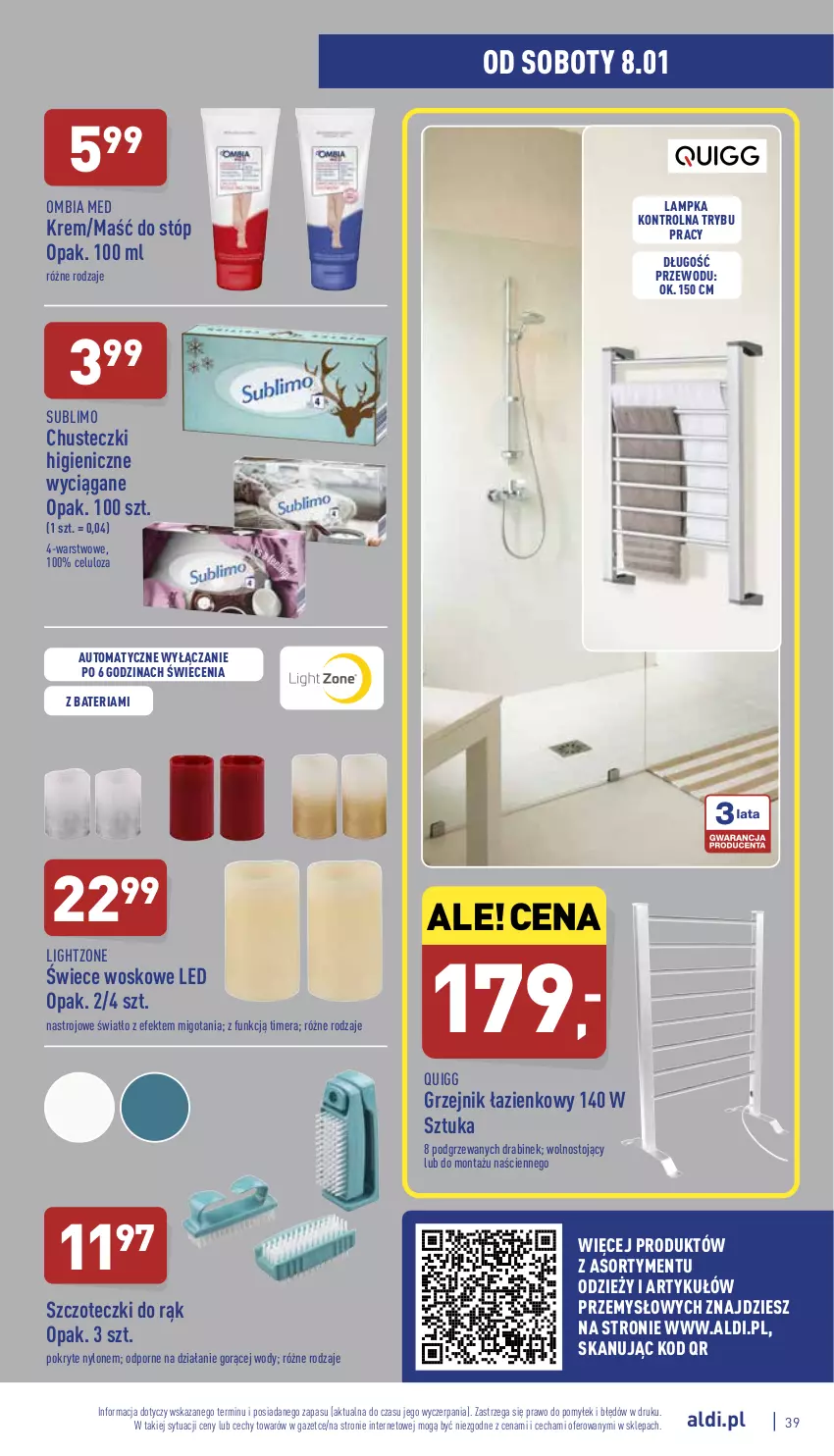 Gazetka promocyjna Aldi - Pełny katalog - ważna 03.01 do 08.01.2022 - strona 39 - produkty: Bateria, Chusteczki, Grzejnik, Grzejnik łazienkowy, Por