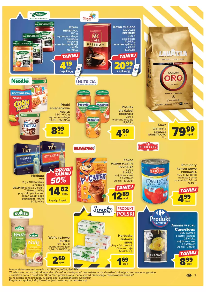 Gazetka promocyjna Carrefour - Gazetka Market - ważna 24.01 do 04.02.2023 - strona 7 - produkty: Ananas, BoboVita, Danio, Dżem, Dzieci, Herbapol, Herbata, Kakao, Kawa, Kawa mielona, Kosz, Kupiec, Lavazza, Piec, Podravka, Pomidory, Ryż, Ser, Sok, Stek