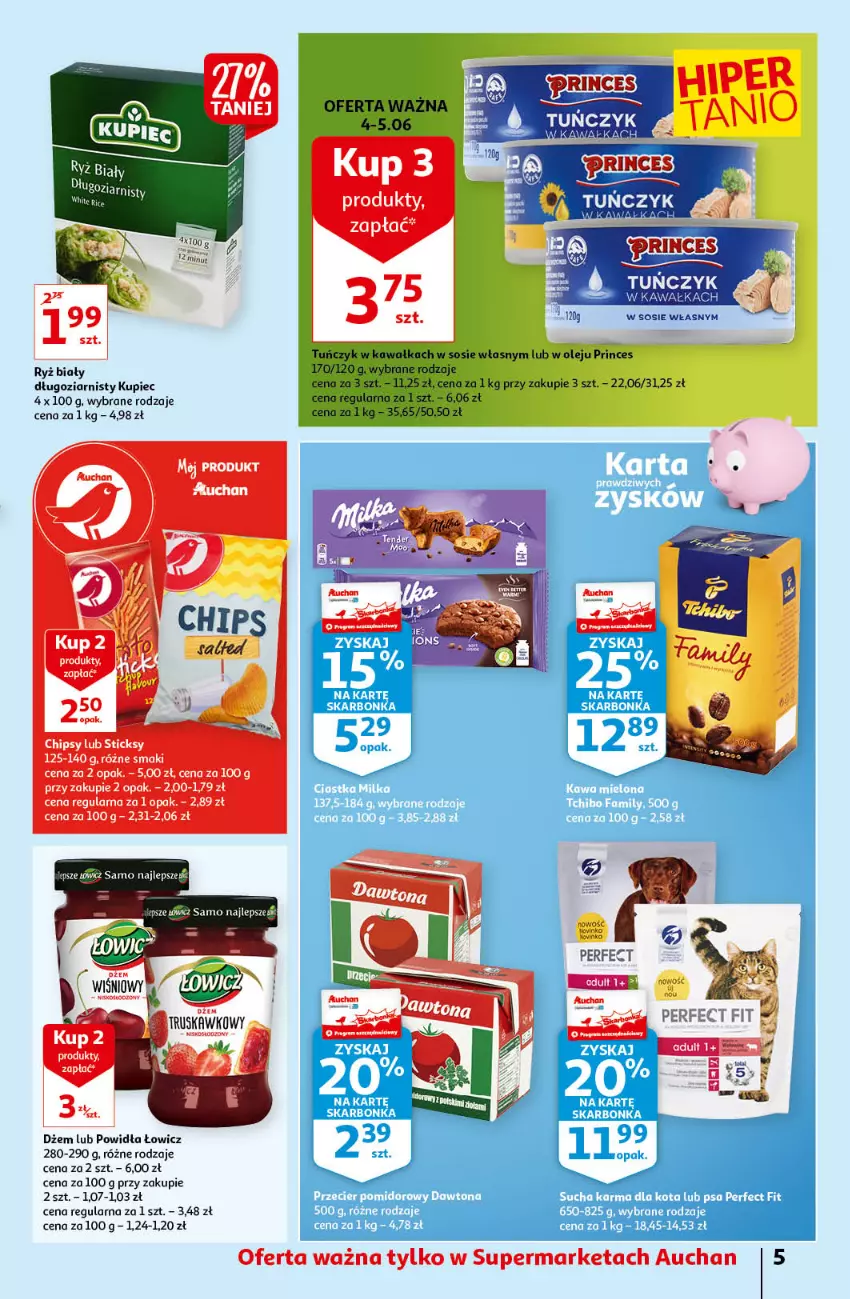 Gazetka promocyjna Auchan - Super Ceny Supermarkety - ważna 04.06 do 09.06.2021 - strona 5 - produkty: Chipsy, Inka, Kawa, Kupiec, Olej, Piec, Ryż, Ryż biały, Sos, Tuńczyk, Wiko