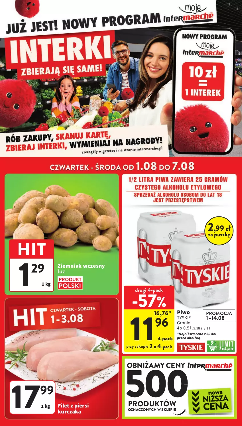 Gazetka promocyjna Intermarche - Gazetka Intermarche - ważna 01.08 do 07.08.2024 - strona 1 - produkty: Filet z piersi kurczaka, Kurczak, Piwo, Tyskie