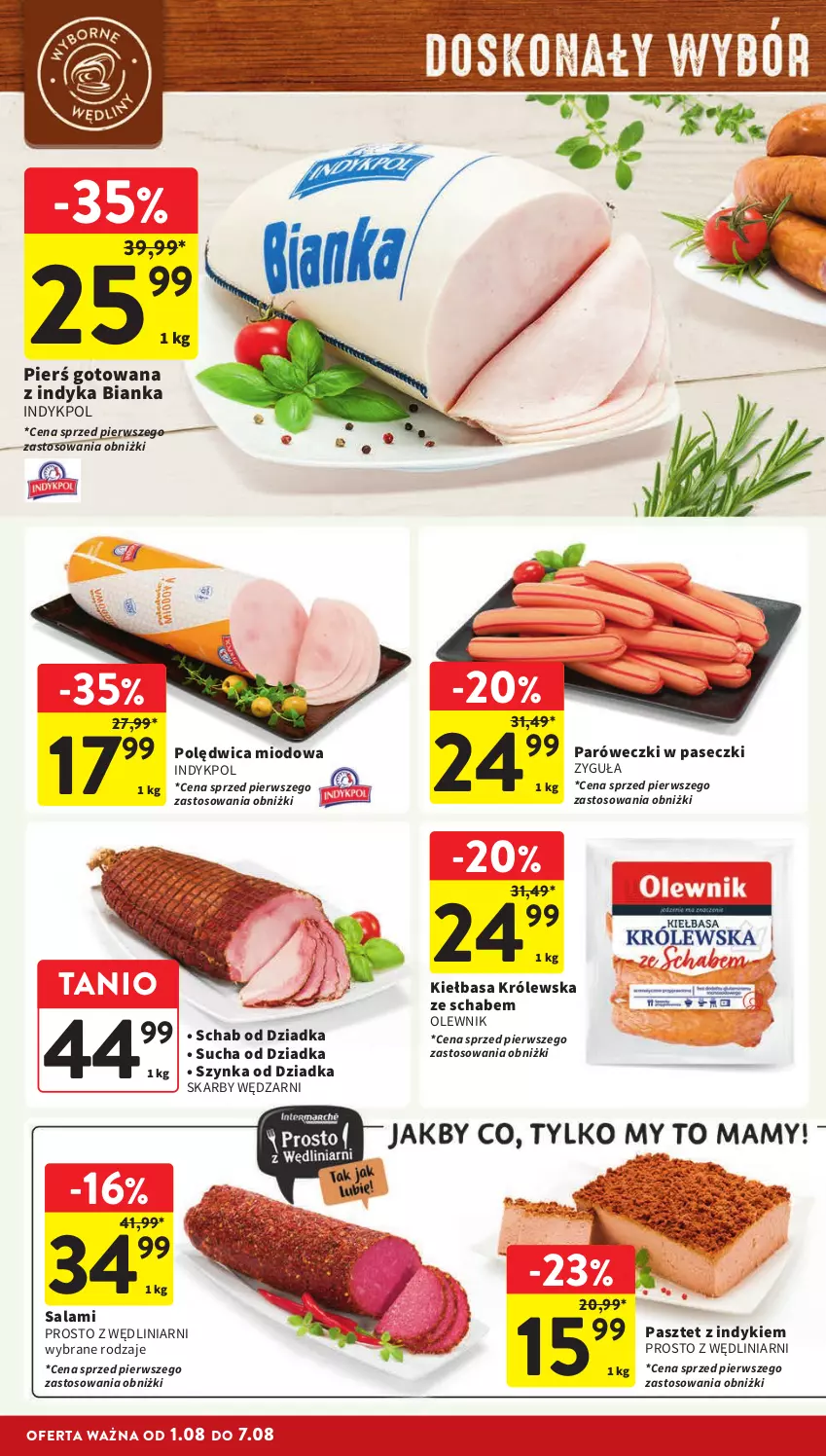 Gazetka promocyjna Intermarche - Gazetka Intermarche - ważna 01.08 do 07.08.2024 - strona 14 - produkty: Bianka, Kiełbasa, Olewnik, Pasztet, Polędwica, Salami, Szynka