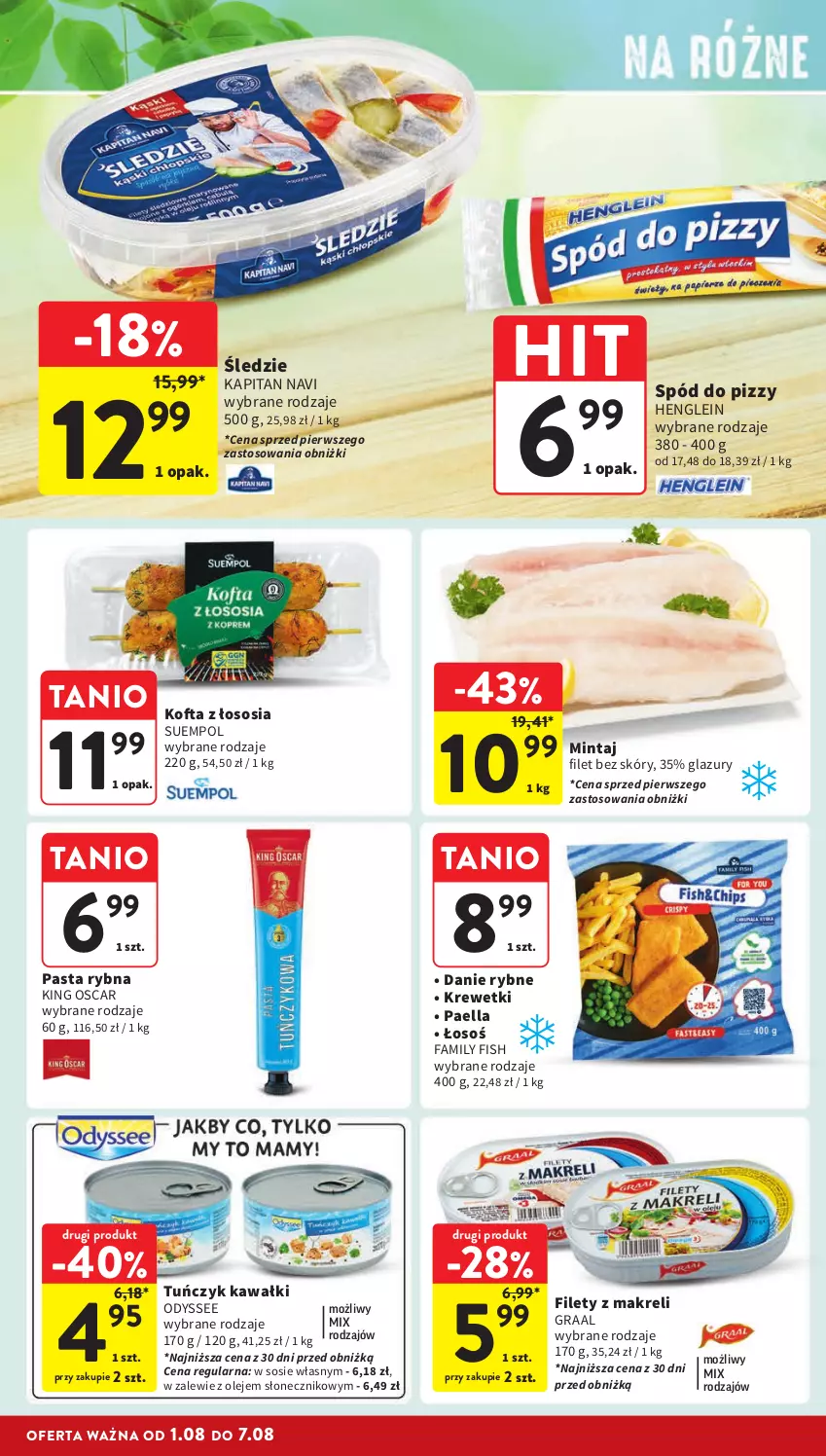 Gazetka promocyjna Intermarche - Gazetka Intermarche - ważna 01.08 do 07.08.2024 - strona 16 - produkty: Fa, Gra, Graal, Kawa, Krewetki, Lazur, Mintaj, Olej, Sos, Spód do pizzy, Suempol, Tuńczyk