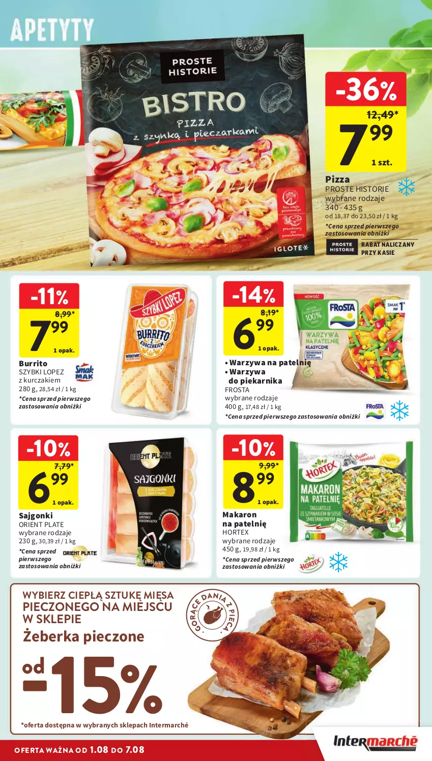 Gazetka promocyjna Intermarche - Gazetka Intermarche - ważna 01.08 do 07.08.2024 - strona 17 - produkty: Frosta, Hortex, Kurczak, Makaron, Piec, Piekarnik, Pizza, Sajgonki, Warzywa