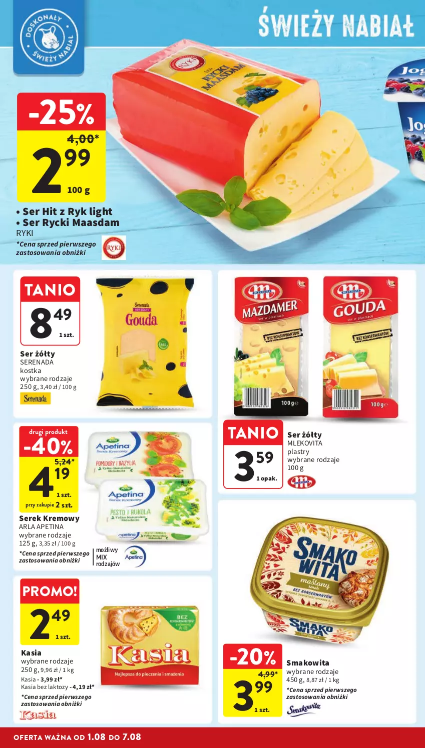 Gazetka promocyjna Intermarche - Gazetka Intermarche - ważna 01.08 do 07.08.2024 - strona 20 - produkty: Kasia, Maasdam, Mleko, Mlekovita, Ser, Serek, Smakowita