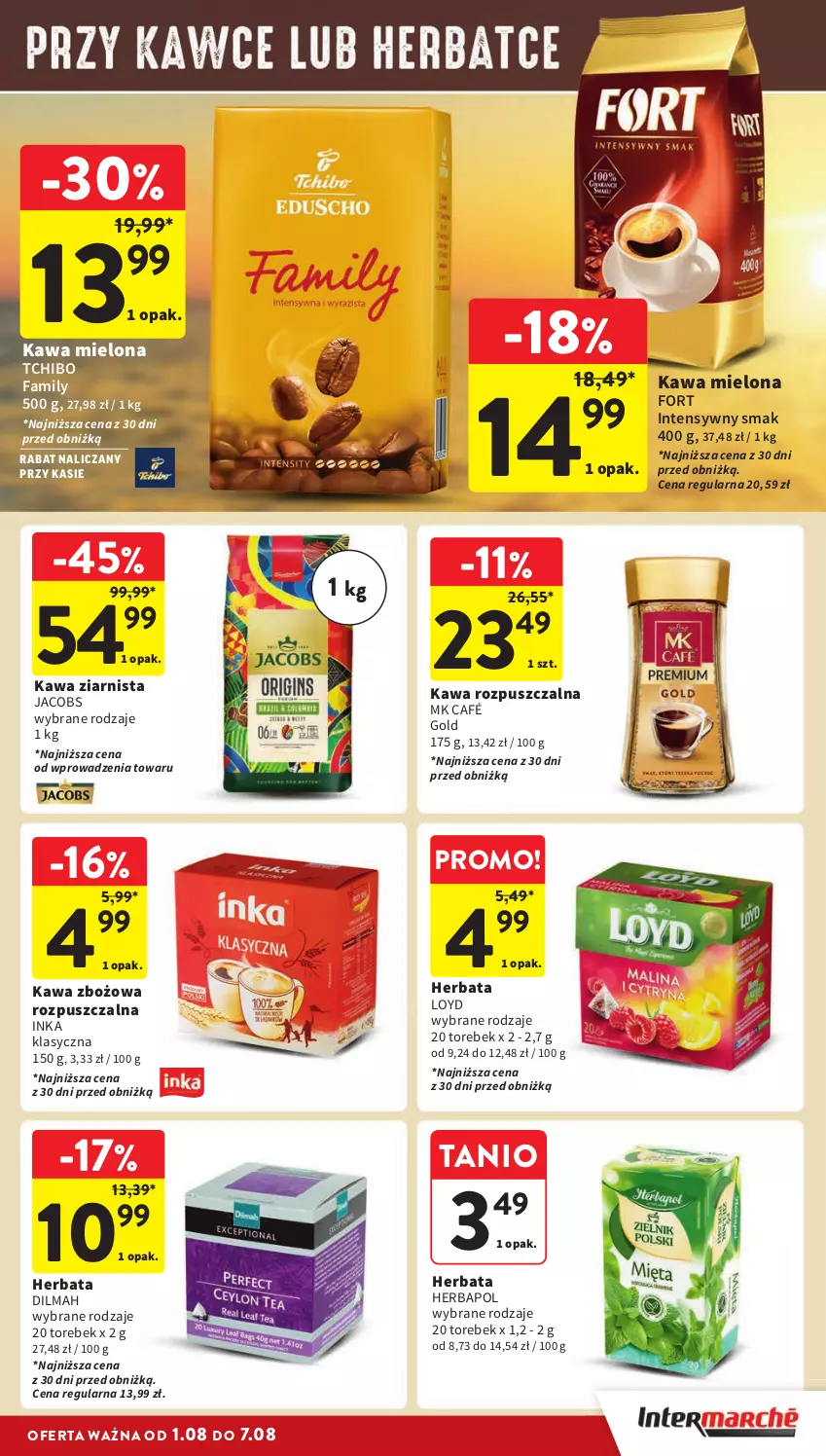 Gazetka promocyjna Intermarche - Gazetka Intermarche - ważna 01.08 do 07.08.2024 - strona 23 - produkty: Dilmah, Fa, Herbapol, Herbata, Inka, Jacobs, Kawa, Kawa mielona, Kawa rozpuszczalna, Kawa zbożowa, Kawa ziarnista, Loyd, Tchibo, Tchibo Family