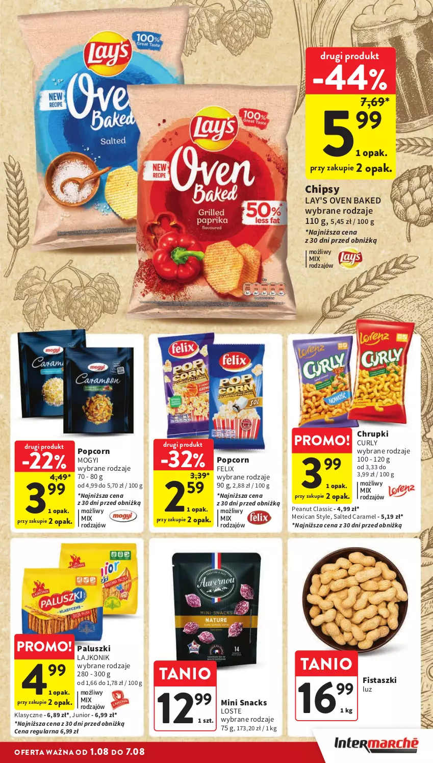 Gazetka promocyjna Intermarche - Gazetka Intermarche - ważna 01.08 do 07.08.2024 - strona 31 - produkty: Chipsy, Chrupki, Felix, Lajkonik, Popcorn