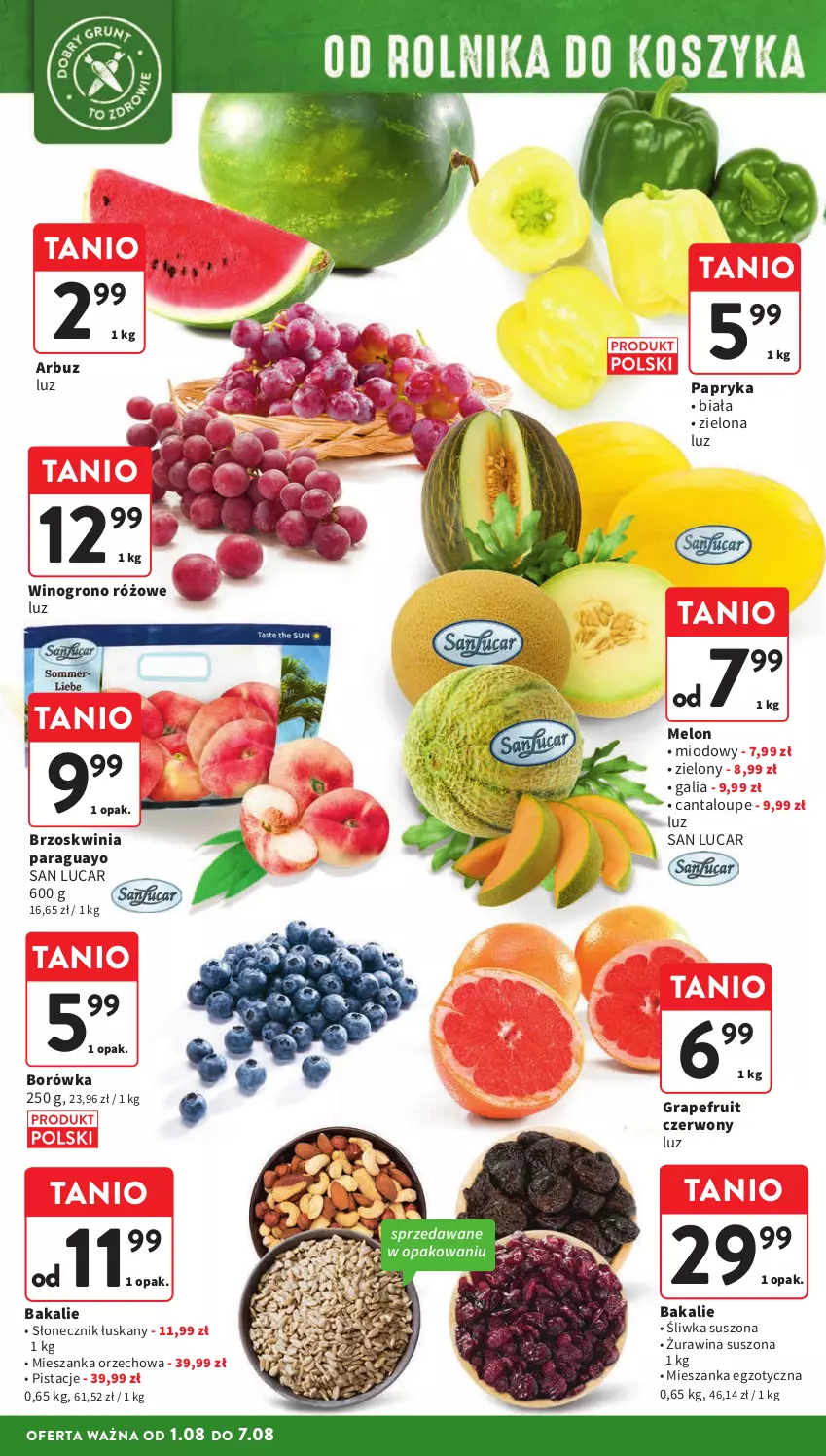 Gazetka promocyjna Intermarche - Gazetka Intermarche - ważna 01.08 do 07.08.2024 - strona 8 - produkty: Arbuz, Borówka, Gra, Melon, Mieszanka orzechowa, Papryka, Pistacje, Wino