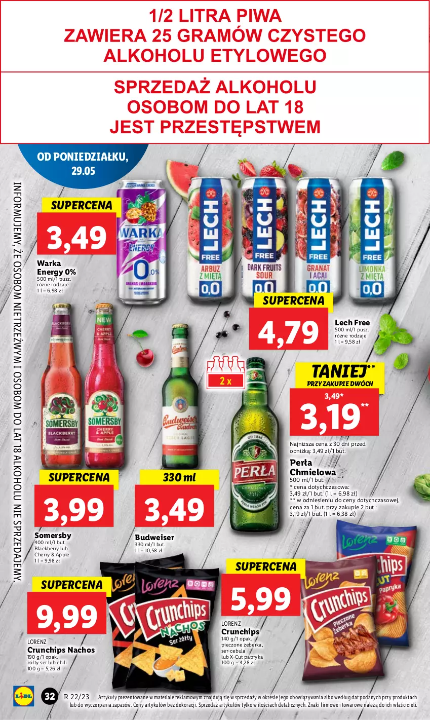 Gazetka promocyjna Lidl - GAZETKA - ważna 29.05 do 31.05.2023 - strona 46 - produkty: Cebula, Crunchips, Lack, Lorenz, Papryka, Perła, Piec, Ser, Somersby, Warka