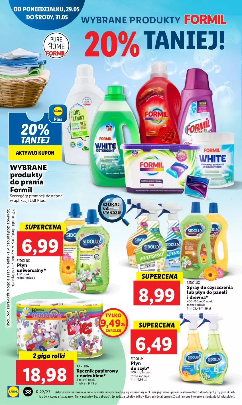 Gazetka promocyjna Lidl - GAZETKA - ważna 29.05 do 31.05.2023 - strona 52 - produkty: Papier, Płyn do szyb, Ręcznik, Rolki, Sidolux, Spray do czyszczenia