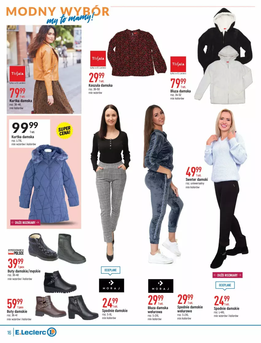 Gazetka promocyjna E Leclerc - ważna 19.10 do 30.10.2021 - strona 16 - produkty: Bluza, Buty, Kosz, Koszula, Kurtka, Spodnie, Sweter