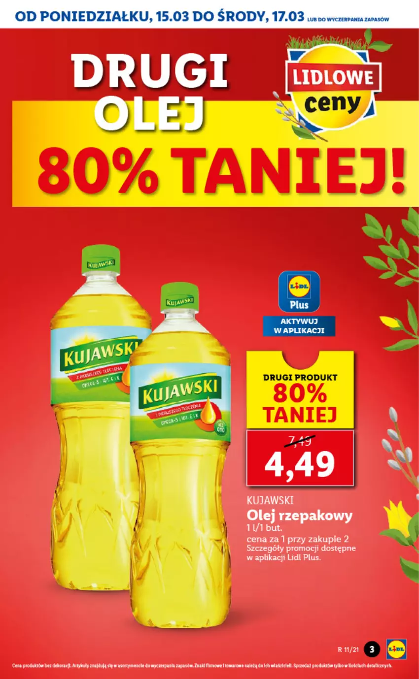 Gazetka promocyjna Lidl - GAZETKA - ważna 15.03 do 17.03.2021 - strona 3 - produkty: Kujawski, Olej, Olej rzepakowy