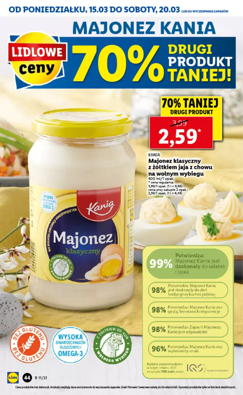 Gazetka promocyjna Lidl - GAZETKA - ważna 15.03 do 17.03.2021 - strona 44 - produkty: Fa, Jaja, Majonez, Sałat, Tera