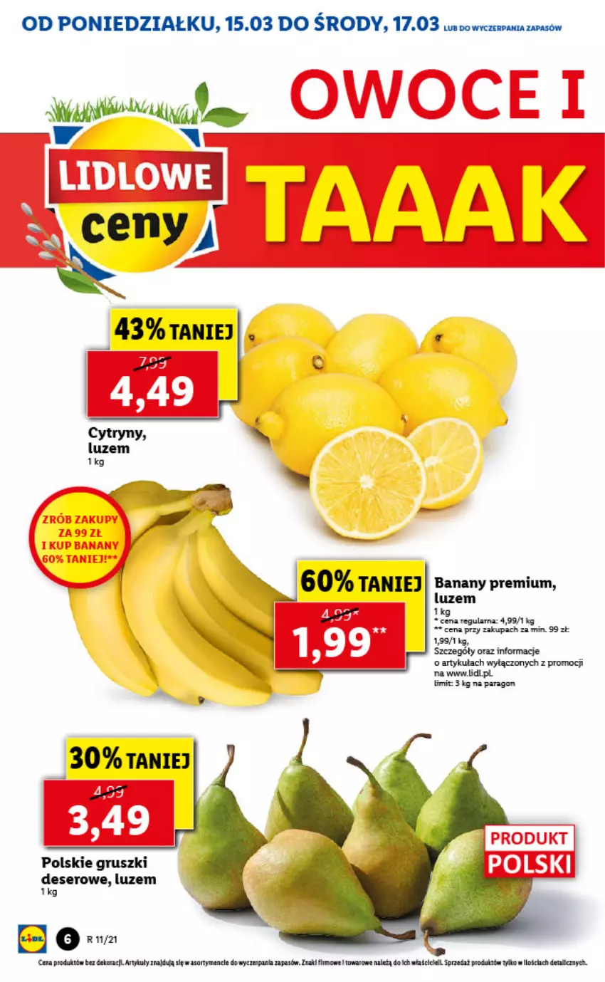 Gazetka promocyjna Lidl - GAZETKA - ważna 15.03 do 17.03.2021 - strona 6 - produkty: Banany, Deser, Gruszki, Intel, Ser